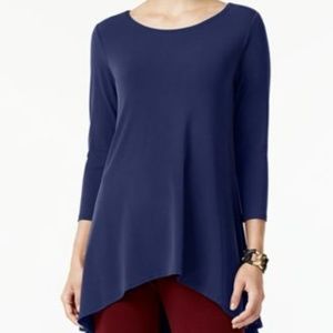 Alfani Petite High-Low Jersey Tunic Blue